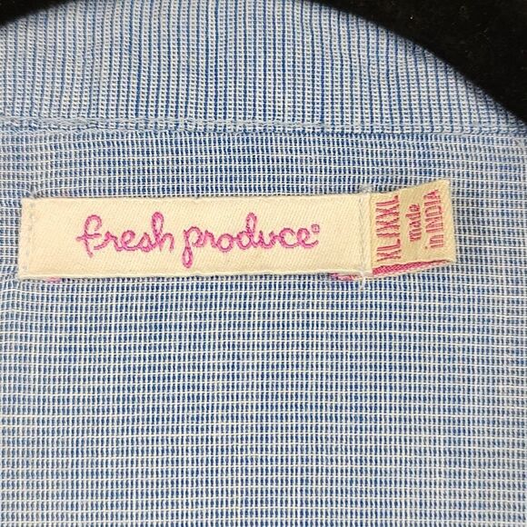 Fresh Produce Blue Cotton Button Front Popover Tunic Blouse Top - Picture 2 of 14